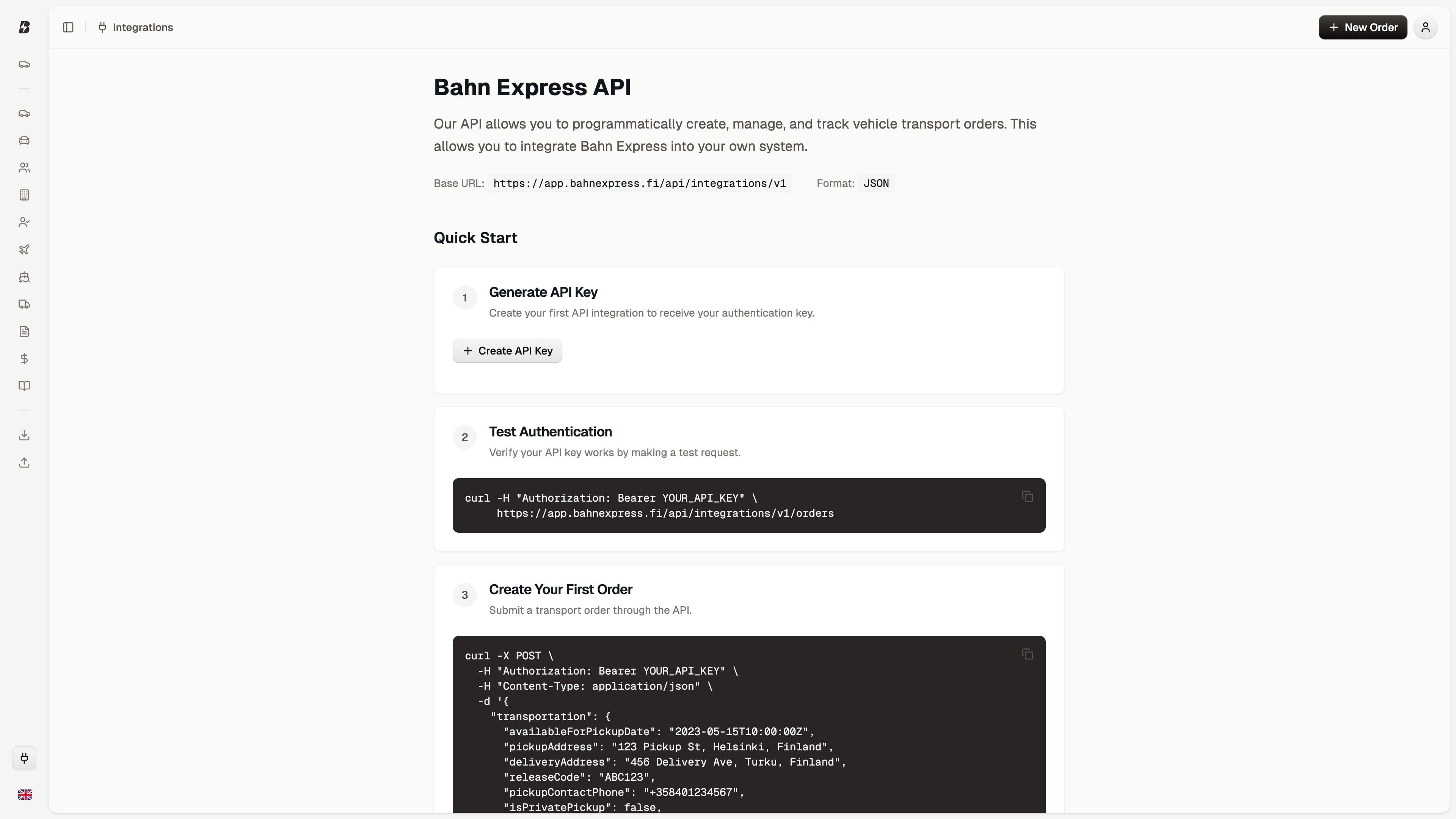 Bahn Express API Integration